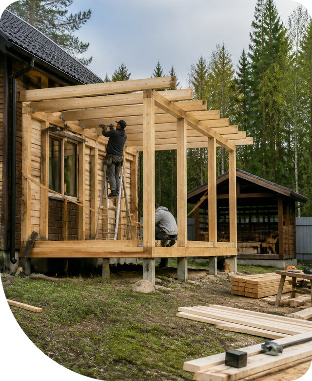 Строительство пристроек и построек на участке в Карталах