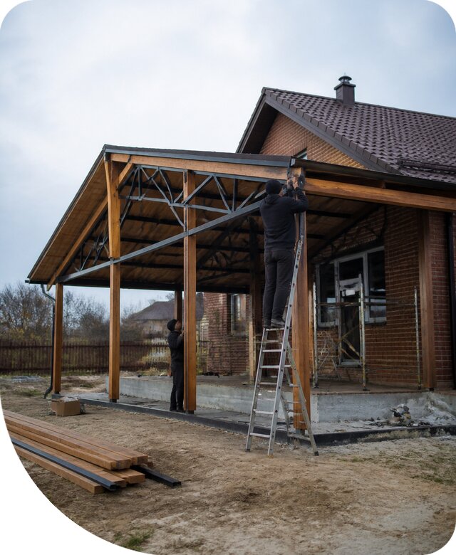 Пристройка навеса к дому и участку в Карталах под ключ